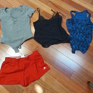 Womens Medium sexy tops and athletic shorts